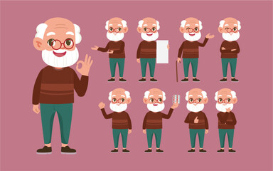 Old people with different poses