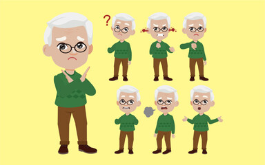 Old people with different poses