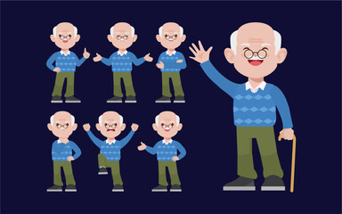 Old people with different poses