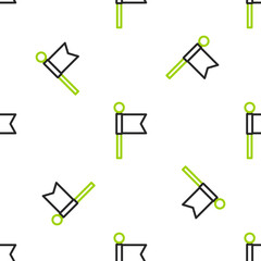 Line Flag icon isolated seamless pattern on white background. Location marker symbol. Vector Illustration