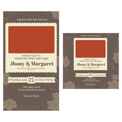 Poster Floral Minimalis Wedding Invitation Design Template