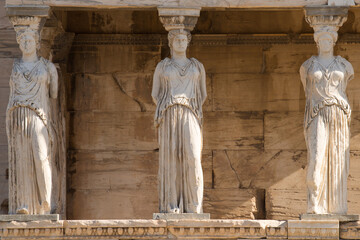 The Caryatid porch of the Erechtheion in Athens, Greece - obrazy, fototapety, plakaty