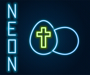 Fototapeta premium Glowing neon line Easter egg icon isolated on black background. Happy Easter. Colorful outline concept. Vector