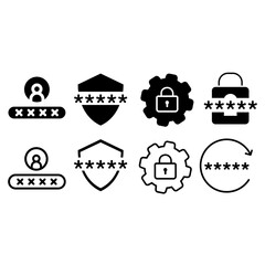 Password icon vector set. protection illustration sign collection. security symbol or logo.