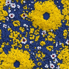 Ukrainian style. Floral pattern made of daisies and chrysanthemums