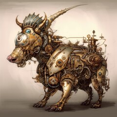 Steampunk digital painting animal drawing - digital paintings that incorporate mechanical elements and a Victorian-era feel.