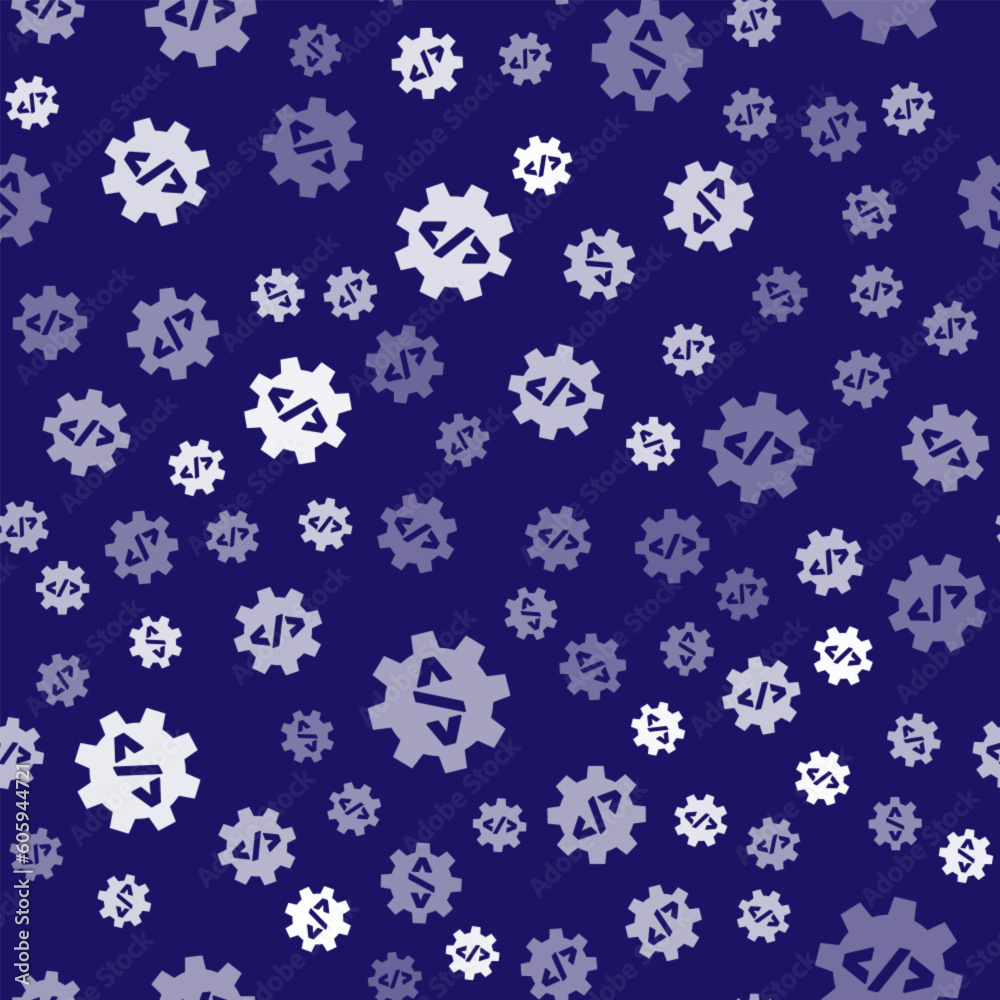 Poster white web design and front end development icon isolated seamless pattern on blue background. vector