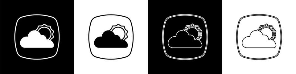 Set Weather forecast icon isolated on black and white background. Vector