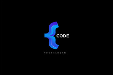 code logo vector blue, technology, symbol code logo illustration, coding. programmer logo icon vector suitable for your media design logo