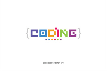 logo coding vector colorful illustration. Digital code logo, code icon, kids coding. coding. programmer logo icon vector