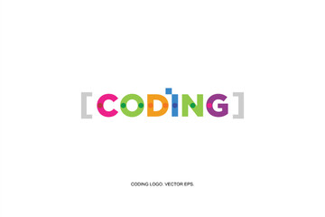 logo coding vector colorful illustration. Digital code logo, code icon, kids coding. coding. programmer logo icon vector