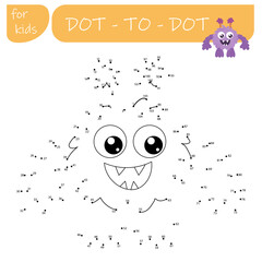 A game with numbers, a point-to-point educational game for children, cartoon monsters, aliens. Vector illustration