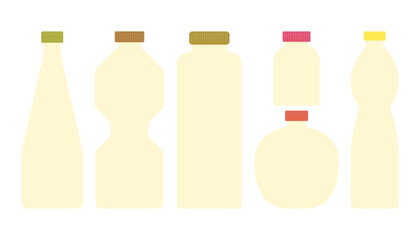 Set of various shapes of bottles
