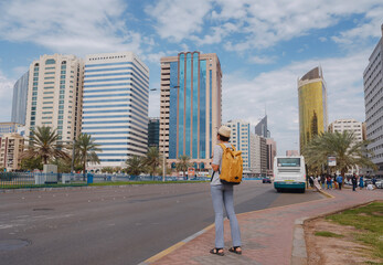 Naklejka premium travel to United Arab Emirates, city of Abu Dhabi.