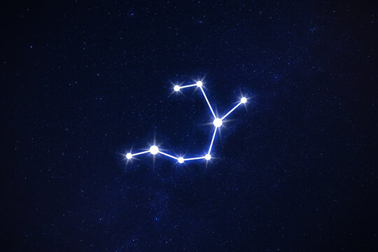 Sagittarius (Archer) constellation. Stick figure pattern in starry night sky