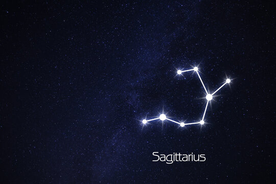 Sagittarius (Archer) constellation. Stick figure pattern in starry night sky - Powered by Adobe