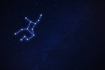 Obraz na płótnie Canvas Virgo constellation. Stick figure pattern in starry night sky