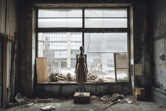 A faceless mannequin highlighting exploitation in the fashion industry. generative AI