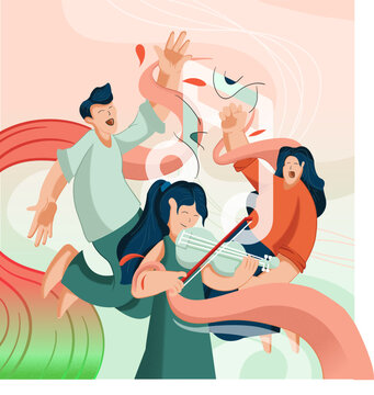 Background illustration music biola vector