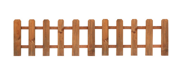 Wooden fence on white background. Enclosing structure