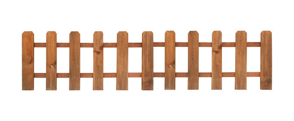Wooden fence on white background. Enclosing structure