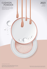 Makeup Powder Cushion Poster Template Vector Illustration