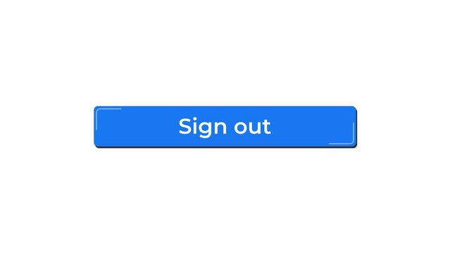 Sign out animated text button. Luma matte with transparent background 4K resolution