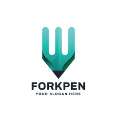 Fototapeta premium Fork Pencil Education Food Logo Vector Icon Illustration