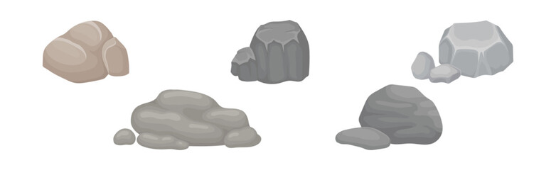 Massive Boulder and Cobble as Rock Fragment Vector Set