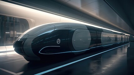 Step into the future of transportation with the groundbreaking Hyperloop train concept. Generated by AI.