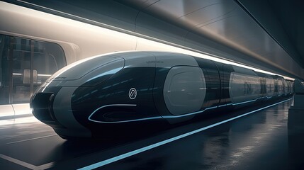 Fototapeta premium Step into the future of transportation with the groundbreaking Hyperloop train concept. Generated by AI.