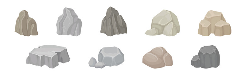 Massive Boulder and Cobble as Rock Fragment Vector Set