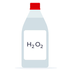 Hydrogen peroxide in plastic bottle cartoon vector illustration isolated on white background. 