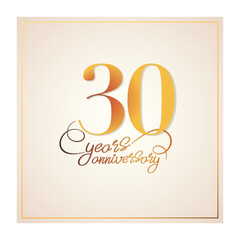 30 years anniversary vector icon, logo. Isolated graphic design with elegant lettering number