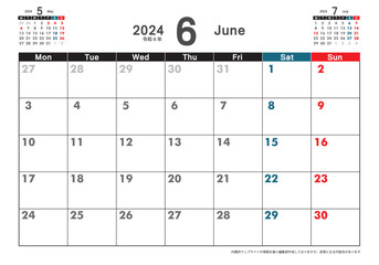 令和6年 2024年4月　月曜始まり卓上カレンダー素材イラスト　テンプレートデータ　ベクターデータ - 605952774