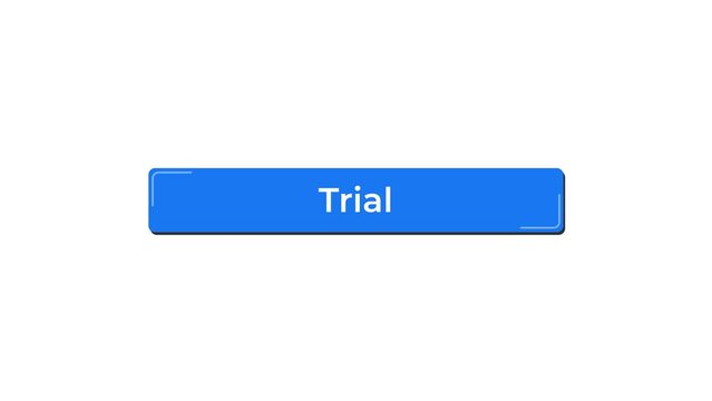 Trial animated text button. Luma matte with transparent background 4K resolution