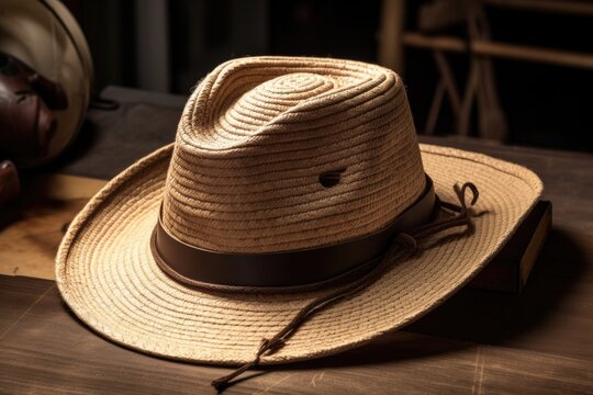 brand-new cowboy hat, with brand-new rope for the look of everlasting use, created with generative ai