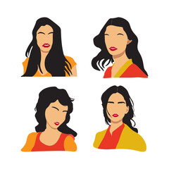 Woman Portrait Illustration Collection For Design Elements Templates