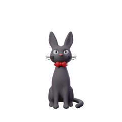 cat black 3d rendering.
