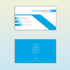 Double-sided creative and modern horizontal business card vector template. Simple, maintained layer, clean and multi-color with white unique corporate business card template.