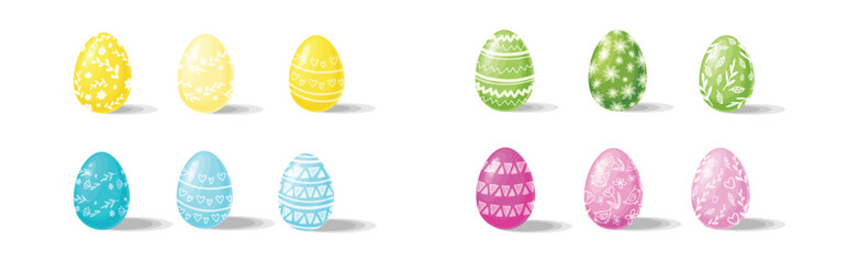Decorated Easter Eggs as Spring Holiday Symbol Vector Set