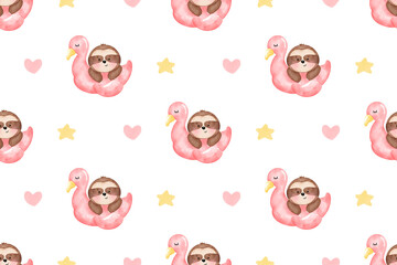 Cute sloth, summer animal, summer background, sloth background, patterns, pattern