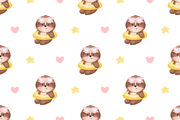 Cute sloth, summer animal, summer background, sloth background, patterns, pattern