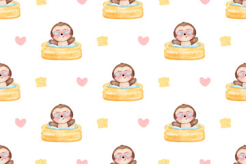 Cute sloth, summer animal, summer background, sloth background, patterns, pattern