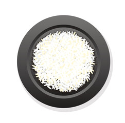 white cooked rice isolated vector illustration
