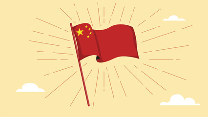 China Flag Hand Drawn Vector Illustration
