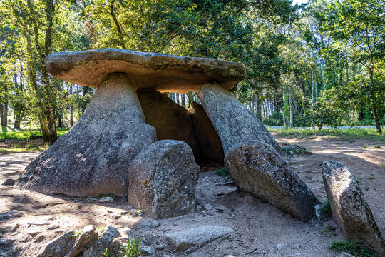 Prehistoric megalithic Dolmen de Axeitos at Riveira, Rias Baixas, Coruna, Galicia, Spain