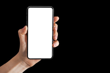 phone in hand on a black background - Powered by Adobe