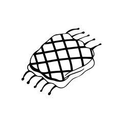 Hand drawn vector illustration of a checkered plaid in doodle style on white background.