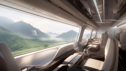 Prepare for an extraordinary voyage aboard a high-speed bullet train, where you'll witness the seamless blending of comfort and velocity. Generated by AI.